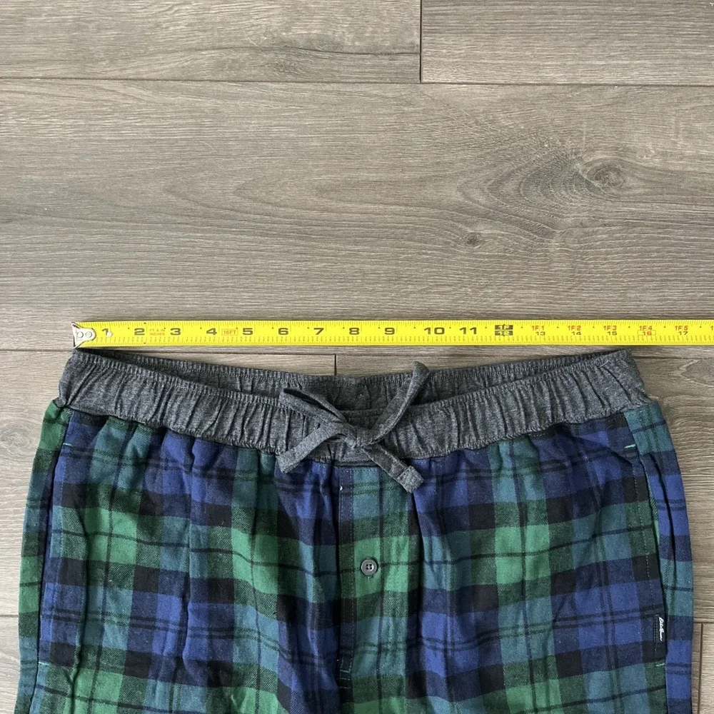 Eddie Bauer Mens M Lounge Pants Blue Green Plaid Drawstring